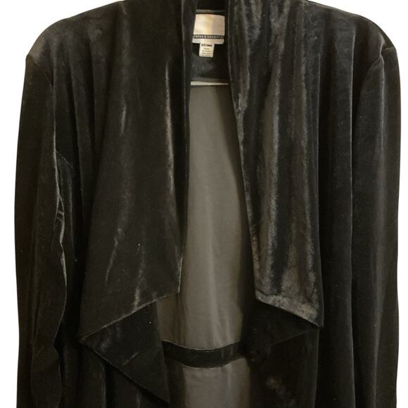 Jules & Leopold Open Jacket Women's Large Black Velvet Long Sleeve Asymmetrical - Picture 7 of 13